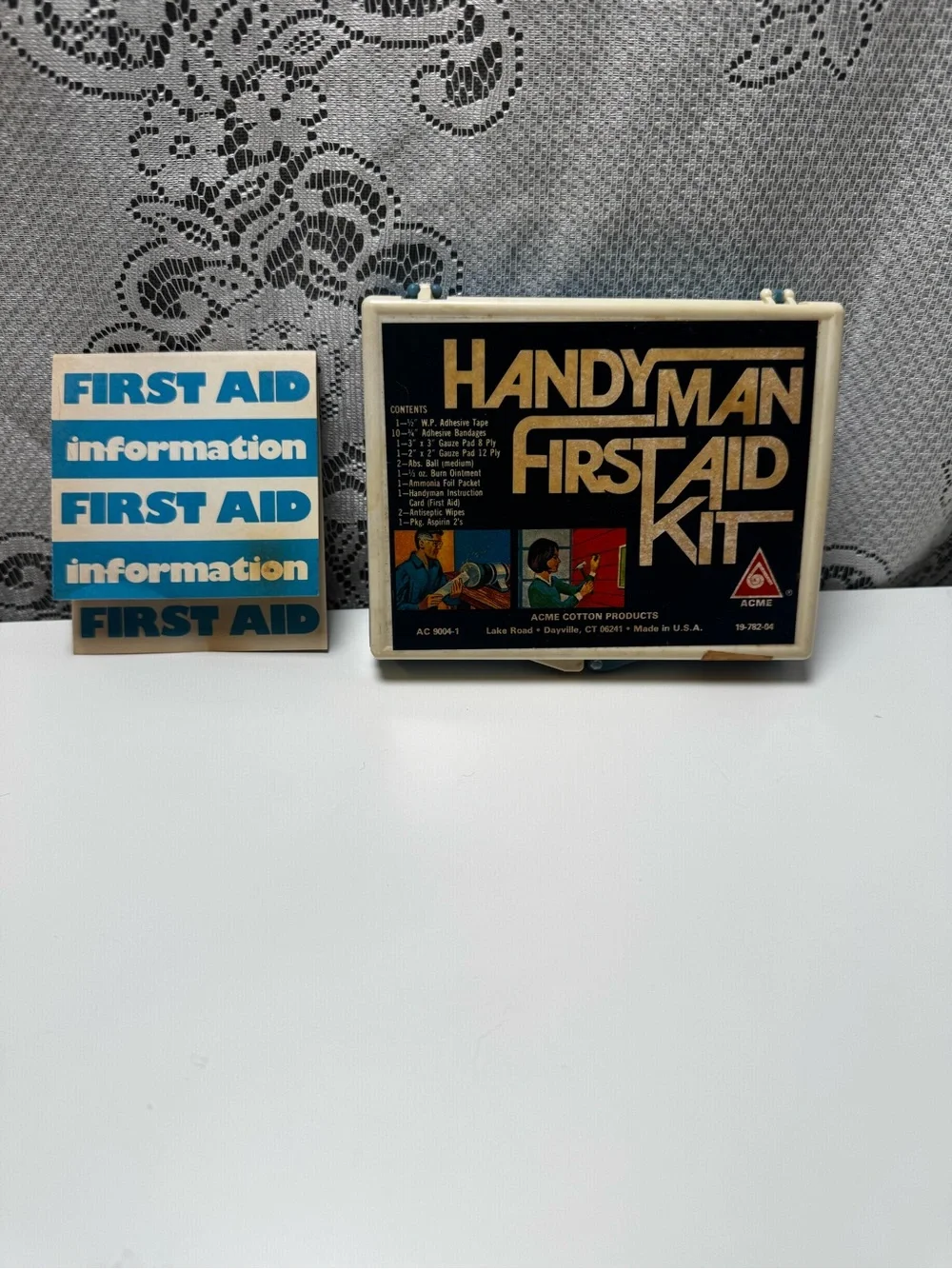 Vintage Handyman First Aid Kit Plastic Box Empty with Original Instruction Card